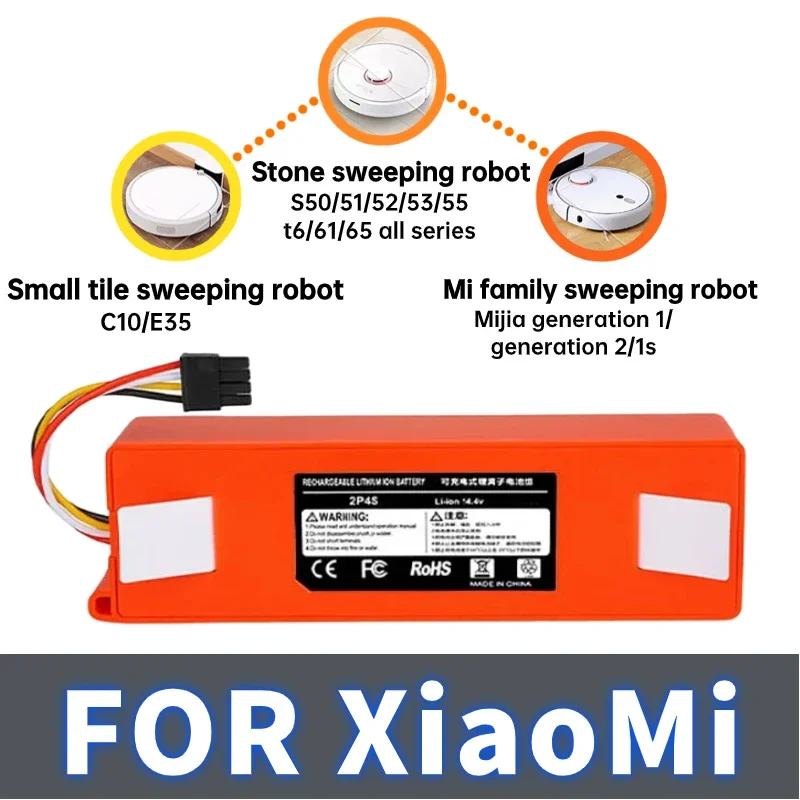 Imagem -03 - Bateria de Substituição para Xiaomi Roborock Aspirador Robótico Brr2p4s 14.4v 5200mah 12800mah S55 S60 S65 S50 S51 s5 Max s6