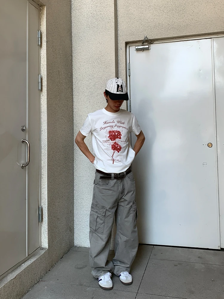 American Street Style Knife Work Pants Men's Vintage Wide Leg Hip Hop Dance Jeans Multiple Pockets Skateboard Trousers