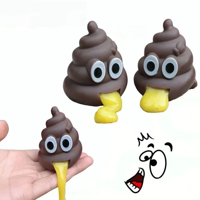 3PCS Creative Vomit Stool Prank Toy  Ball Decompression Funny Disgusting Sticky Stool for Home Garden PranksCreative parody
