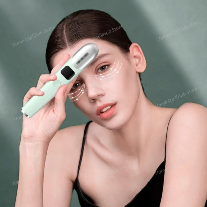 EMS Eye Massager Hot Compress Vibrate Wrinkle Dark Circle Remover Pen Anti Aging Puffiness Removal Eye Care Beauty Massage Tools