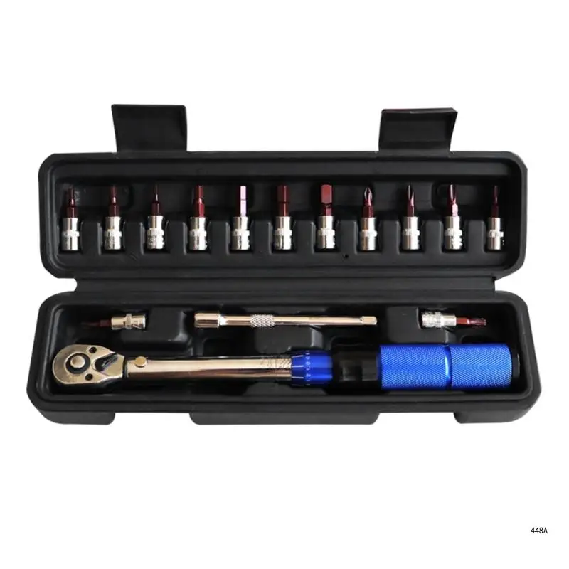 

Bike Torque Wrench Set 1/4 Inch Drive Torque Wrench 2-24Nm Bicycles Tool for Mountain Road Bikes Socket Extension Bar