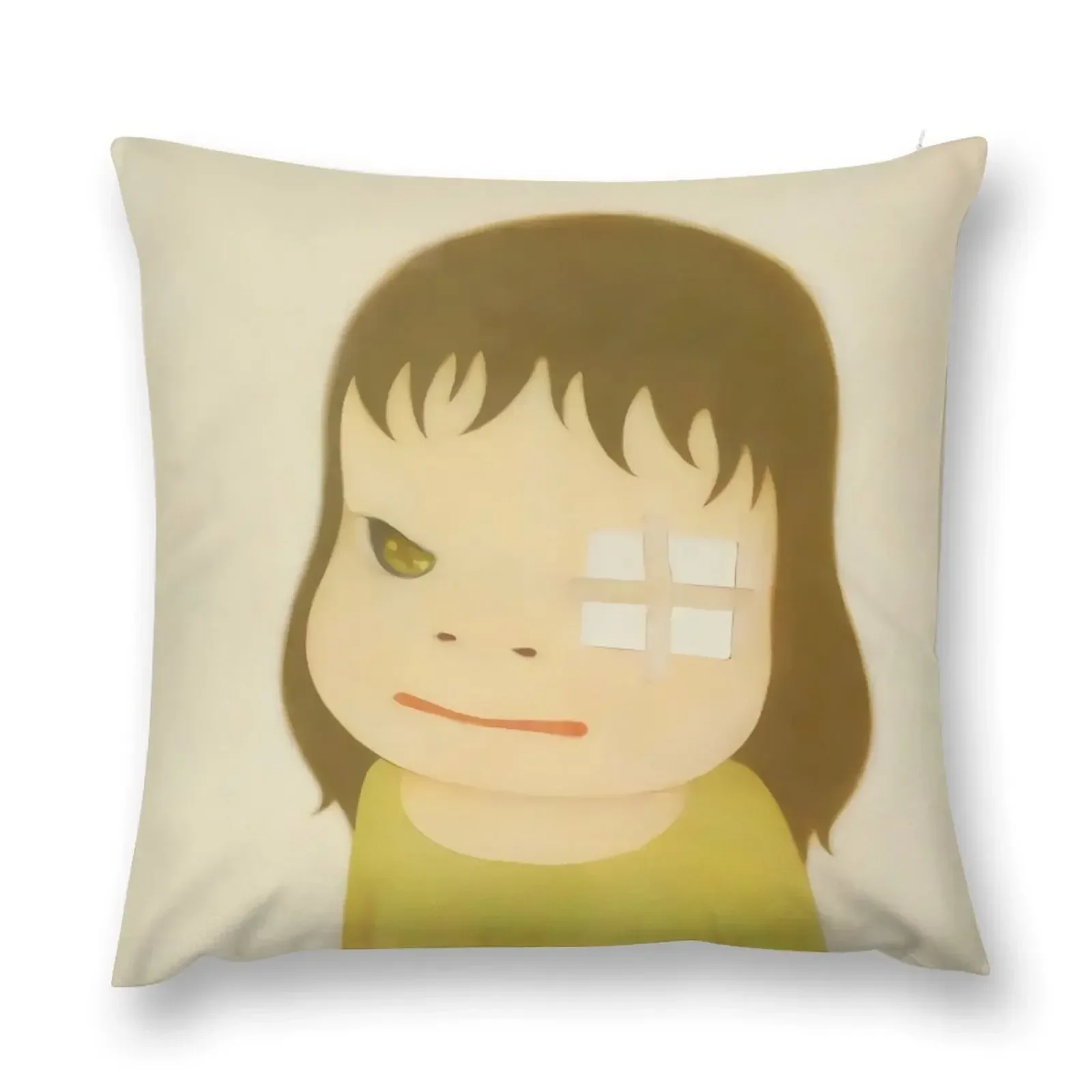 Vintage YOSHIMOTO NARA Smiling girl with cross eye patch Throw Pillow ornamental pillows Couch Cushions pillow