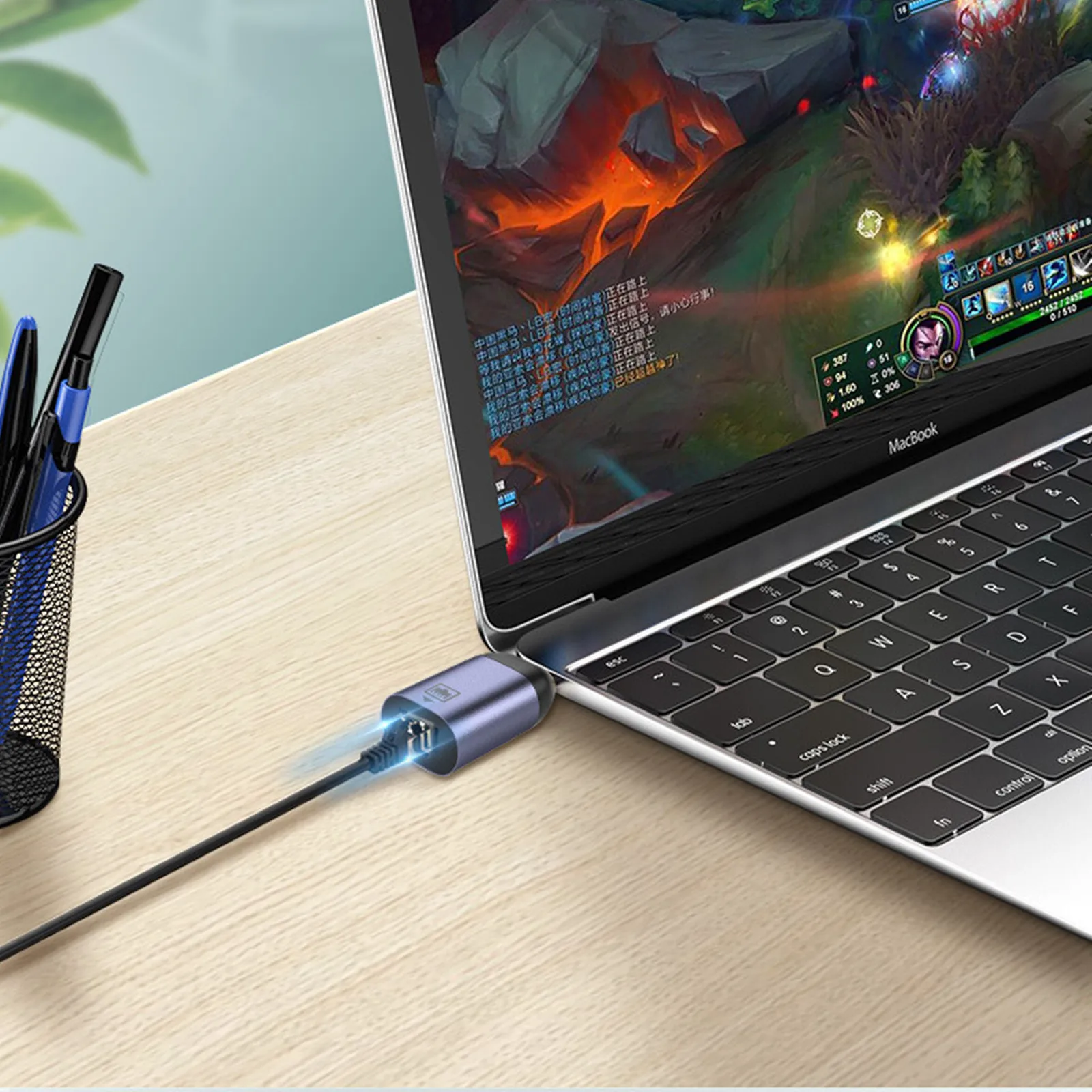 USB C Adaptador Ethernet Externo, Placa de rede, Tipo C para RJ45, LAN Wired Internet, Conversor de cabo para MacBook Pro, Air, 10 Mbps, 100Mbps