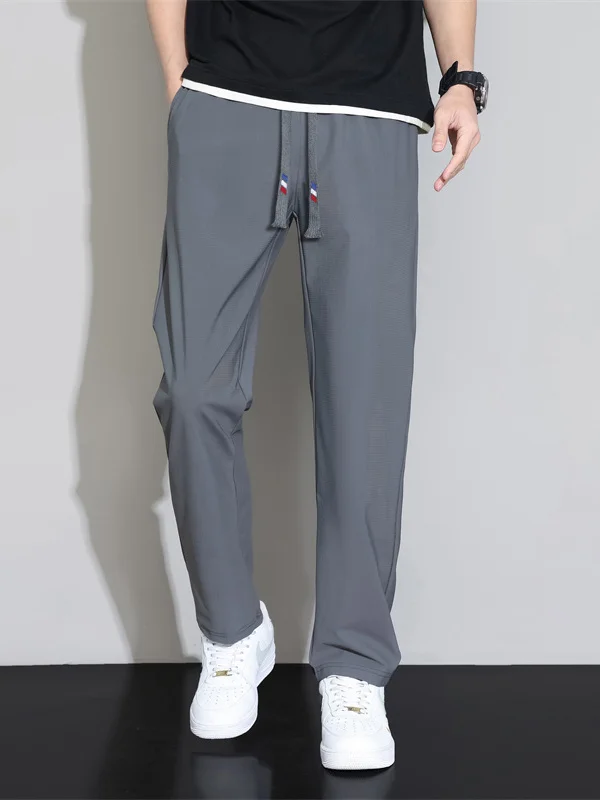 

Summer Ice Silk Loose Casual Pants Men's Sweatpants Thin Straight Loose Men's Wide Leg Sports Qui Dry Pants Dra