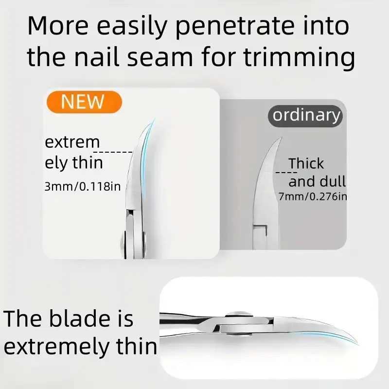

Stainless Steel Ingrown Toenail Clippers Slanted Design with Extended Tip for Thick Soft Nails Eagle beak Nail Clippers Gift