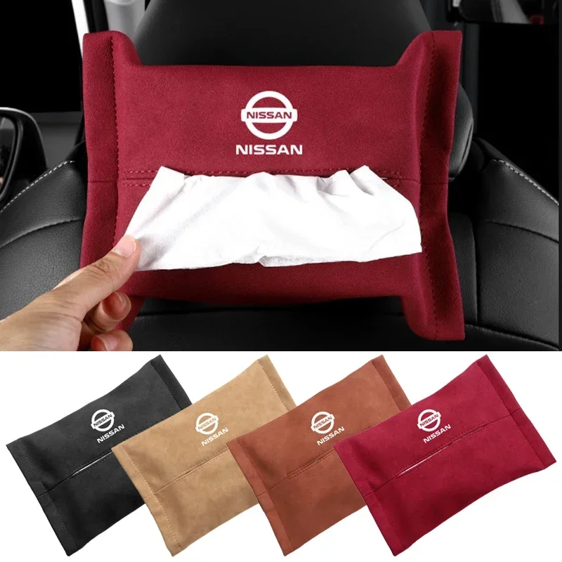 Car Tissue Box Holder for Nissan Nismo Sylphy Juke Note Qashaqai Tiida Titan Navara Altima Xtrail Paper Storage Case Accessories