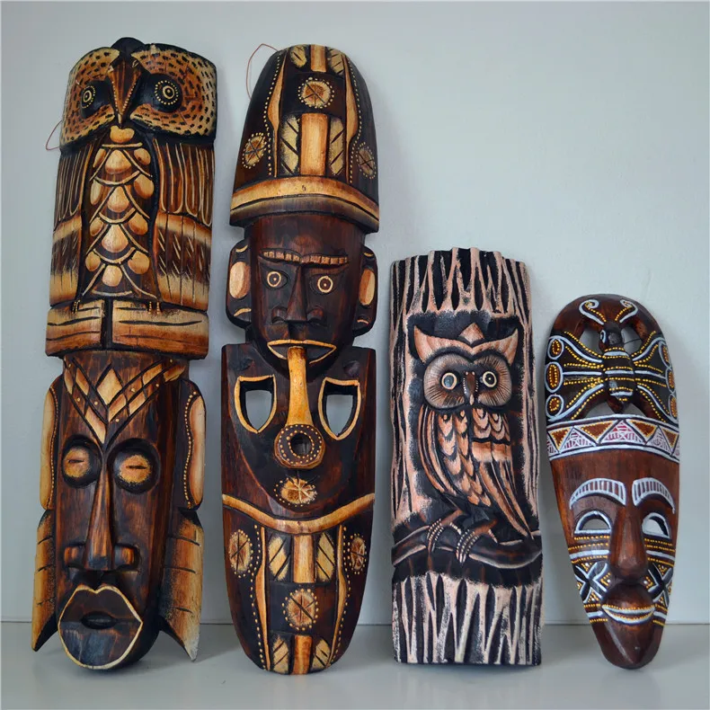 Solid Wood Carved African Masks Southeast Asian Hanging Ornaments Wall Paintings Wall Decorations Deco Porte Room Decor
