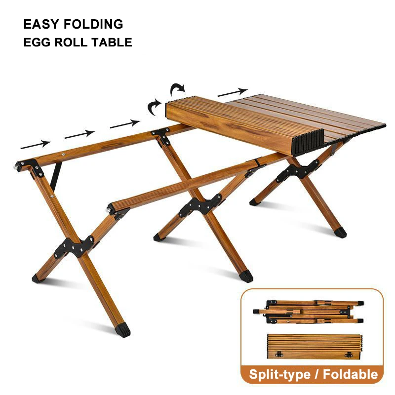 Outdoor Folding Table Carbon Steel Egg Roll Table Large Camping Table Portable Camping Carbon Steel Plate BBQ  Picnic Table