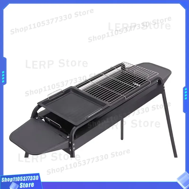 Portable Stainless Steel BBQ Grill with Garden Fire Pit for Outdoor Camping Picnic Barbecue Cooking Tool Durable Metal Grate