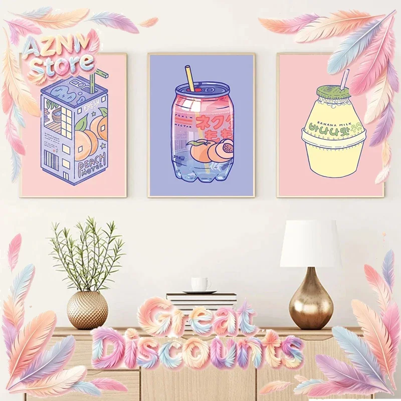 2026 Korean Milk Carton Juice Drink Cans Posters Print Canvas Painting Wall Art Pictures Nordic for Store Living Room Home De