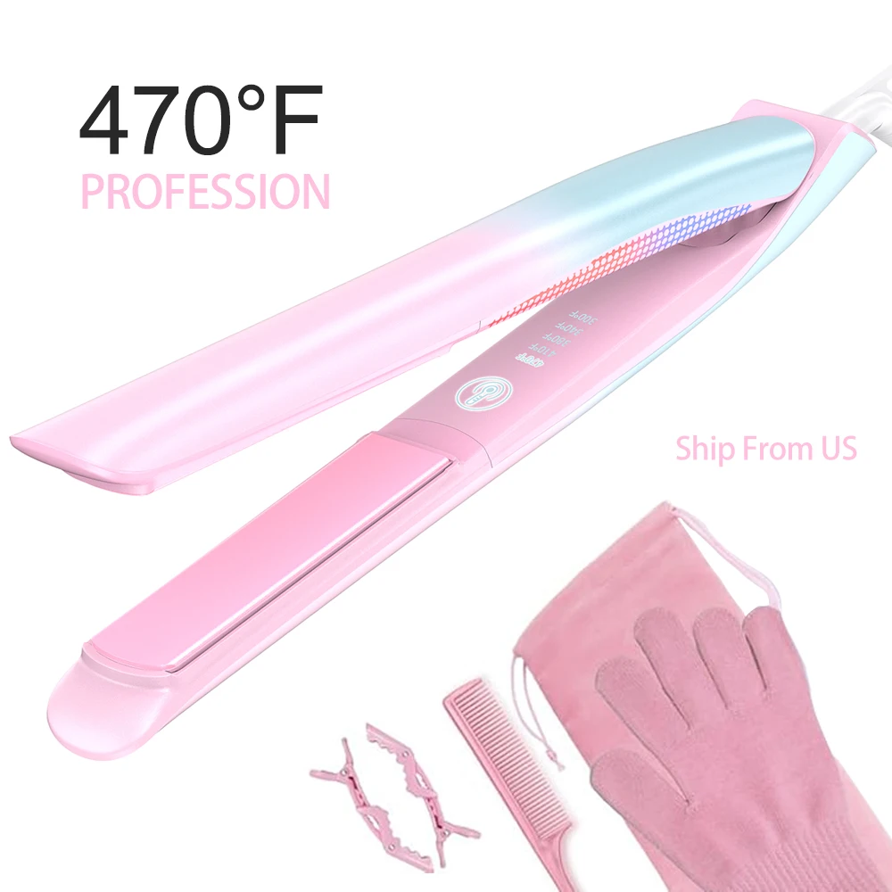 

470F Professional Hair Straightener Salon Ceramic Hair Flat Iron Smooth Hair Styling Tools Colorful Light Dual Votage