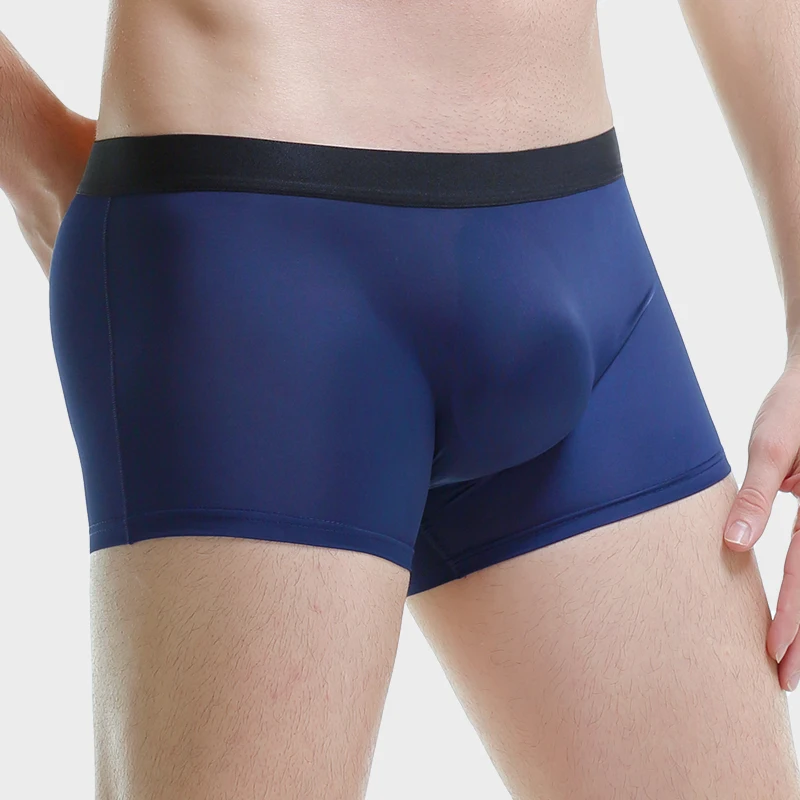 3Pcs Men's Ice Silk Seamless Underwear Men's 3D Mold Bag Cool Breath Boxer Briefs Summer Plaid Boxer Briefs