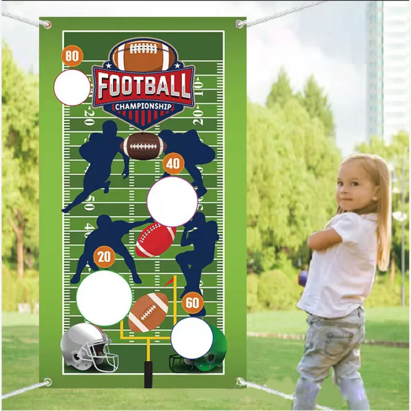 Rugby Basketball Football Chapionship Flag Bean Bag Toss Game Play Sports Match Football Throwing Bag Game Banner Outdoor Banner