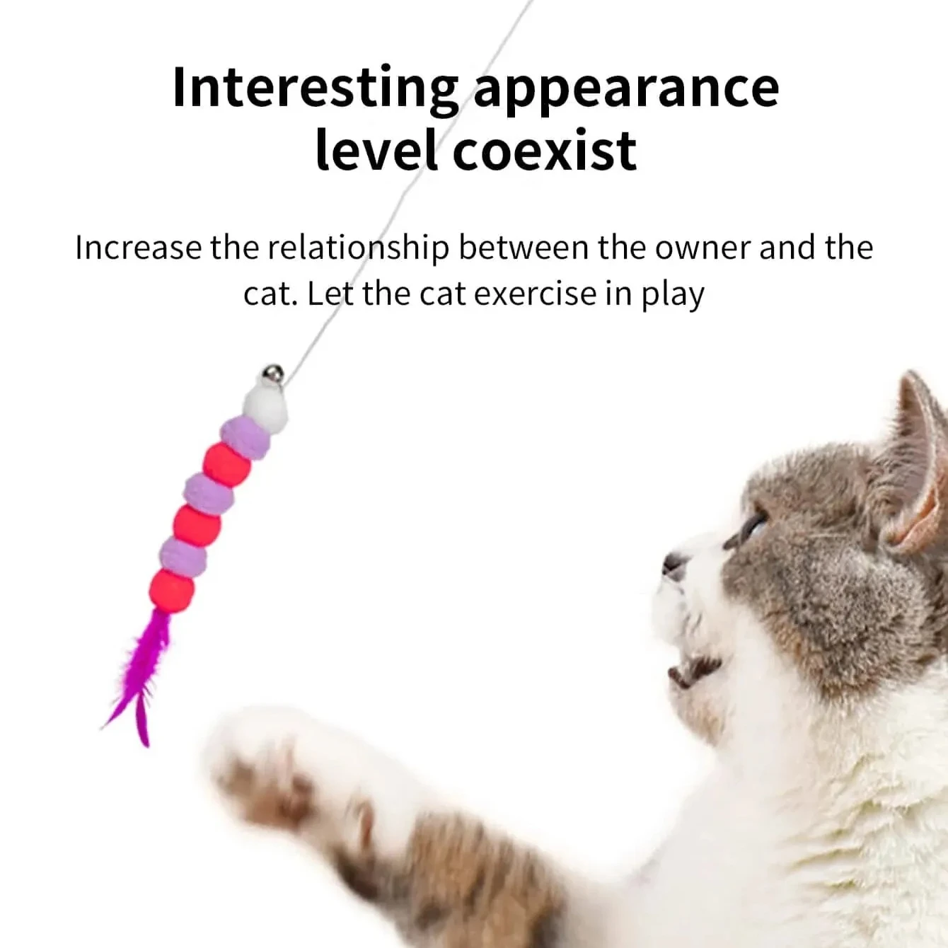 1 PCs New Elastic String Imitated Furs Bug Funny Cat Stick Suitable for Cats