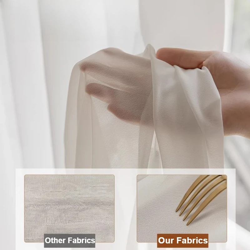 Solid White Tulle Good Quality Yarn Luxury Chiffon Sheer Curtains for Living Room Bedroom Decor Voile Drapes Tulle for Windows