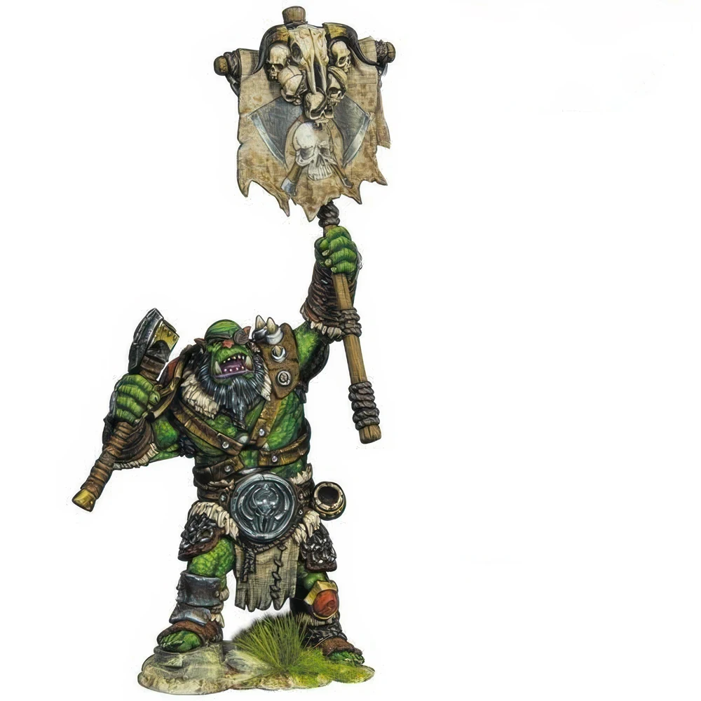 Resin Model figure, GK, Orc Marauder Standard Bearer, 60mm, Fantasy theme, Unassembled and unpainted kit