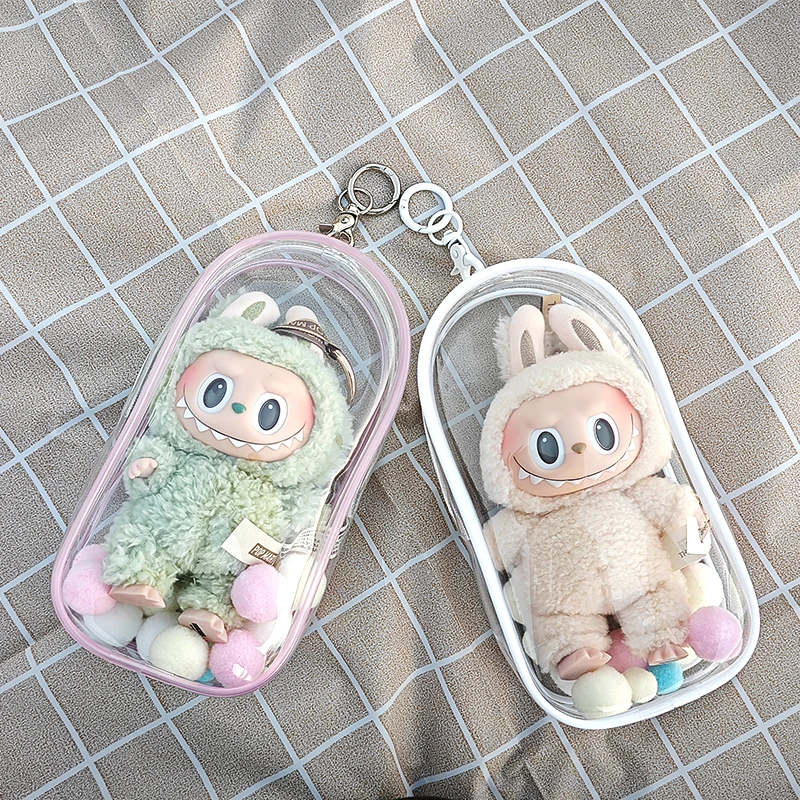 Clear Outdoor Bag For 18cm Cartoon Plush Dolls AC Toys Transparent Mini Kawaii Pouch For Keychain Doll Anime Figure Garage Kit