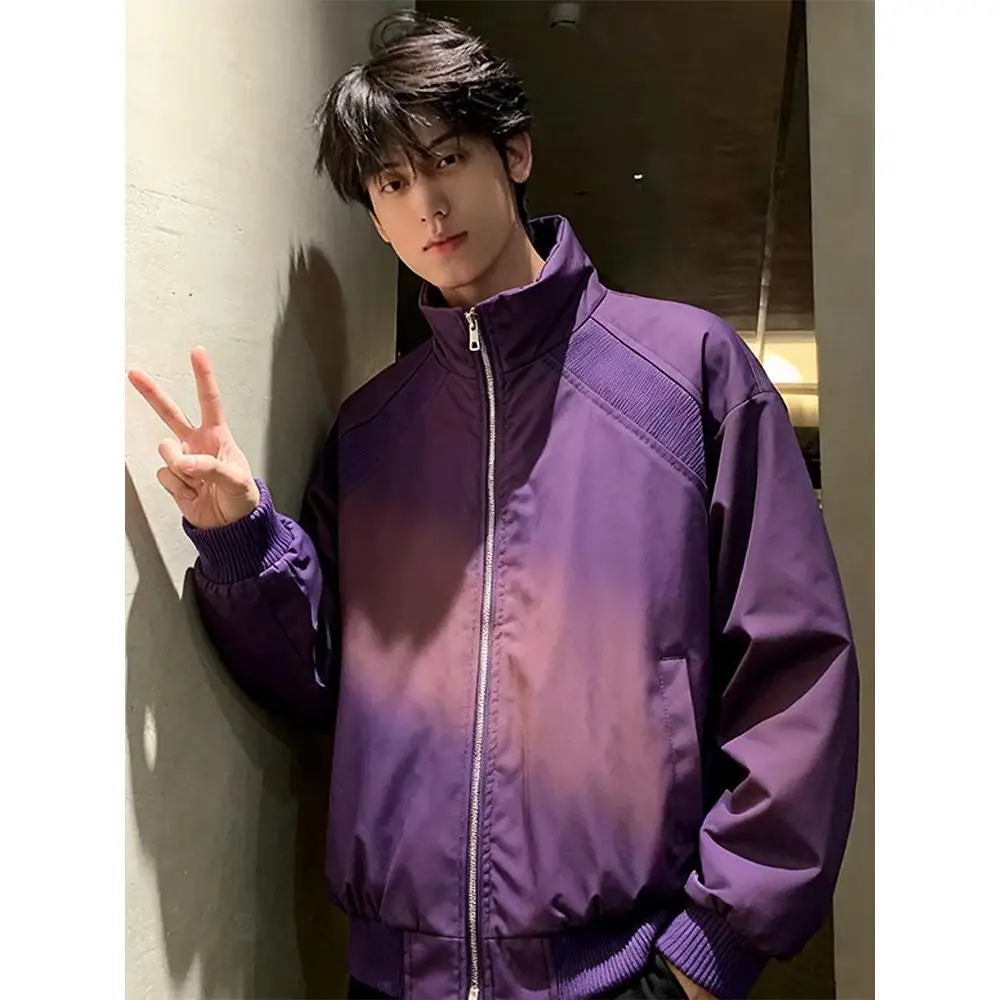 

Мужская зимняя куртка-бомбер из хлопка с деконструированным дизайном, на хлопковом наполнителе, с воротником-стойкой, повседневная, свободного кроя, с длинными рукавами