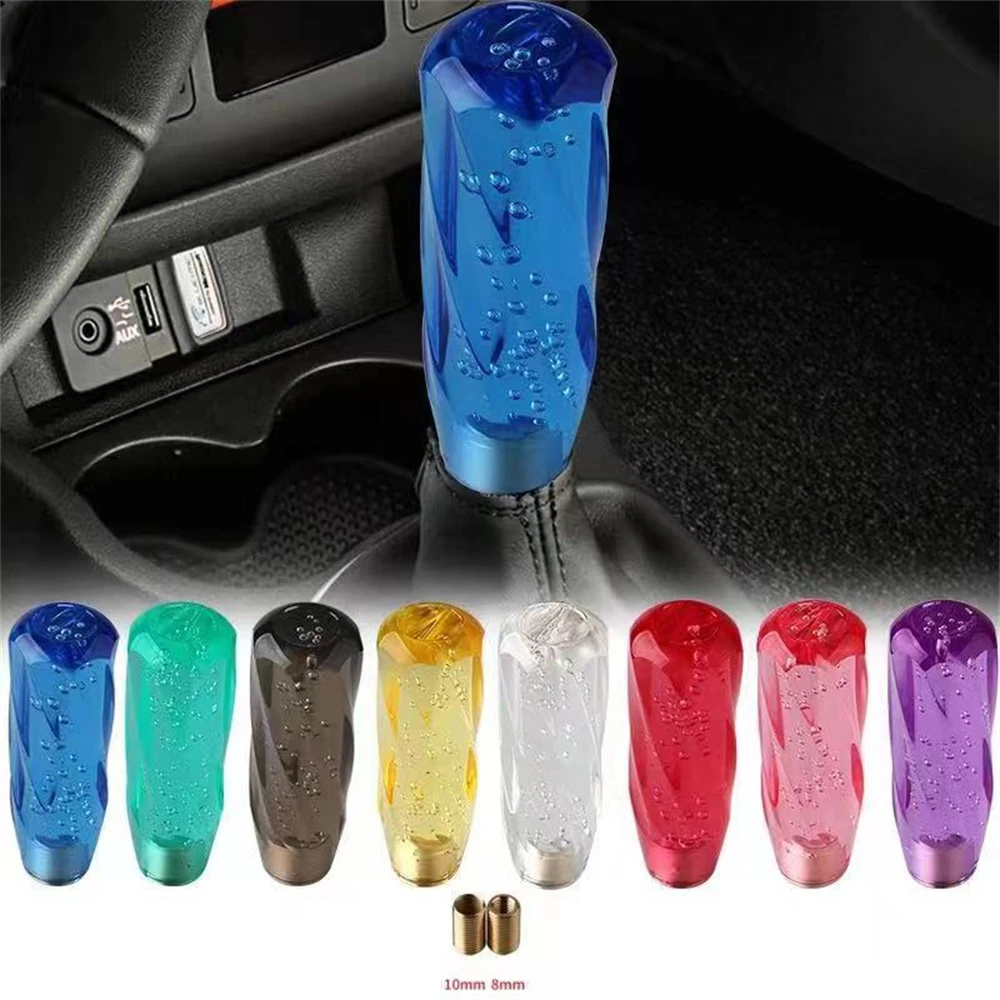 Car Manual Shift Knob Gear Shifter Head Stick Crystal Transparent Bubble Purple Blue Throw Lever 15CM AT MT