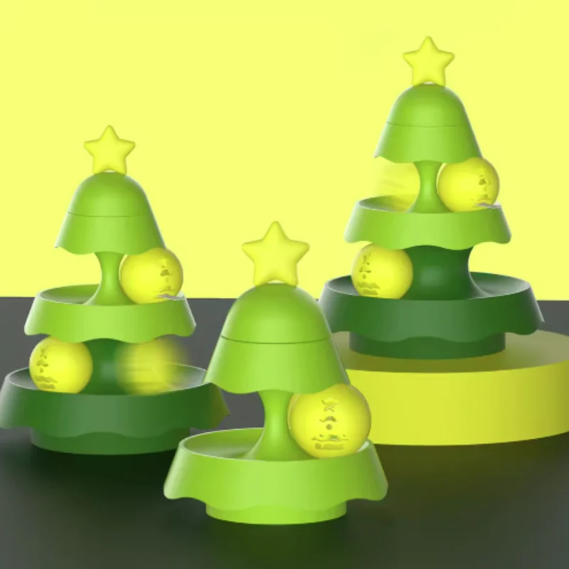 شجرة عيد الميلاد القط دائري متعدد الوظائف المسار مضيئة الكرة القط لعبة الذاتي مرحبا مهدئا الصوت رنين لعبة القط #6