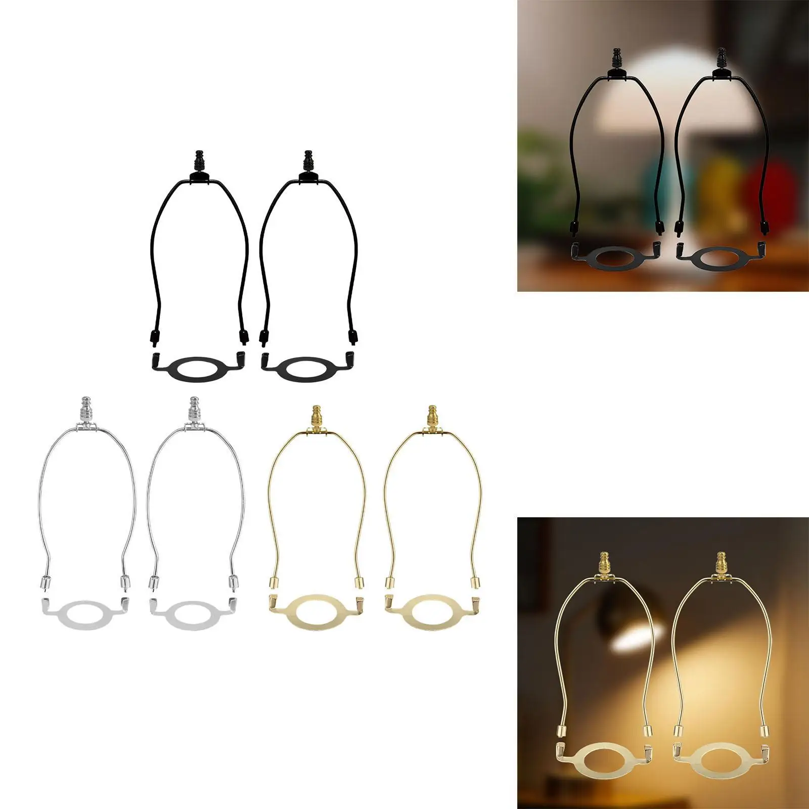 Lighting Fitting Finial Accessory Oval Shape Lamp Shade Holder Metal Harp Kit for Club Restaurant Home Lamp