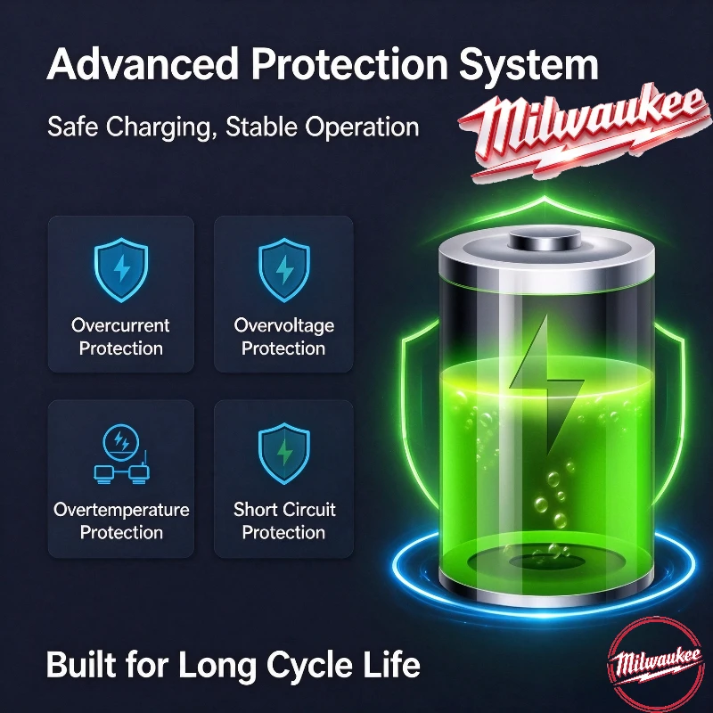 100% FORGE Milwaukee M18 18V 6000mAh Lithium Battery Pack M18FB6 Fit M18 Impact Drill Multi Protection Circuit Design Battery