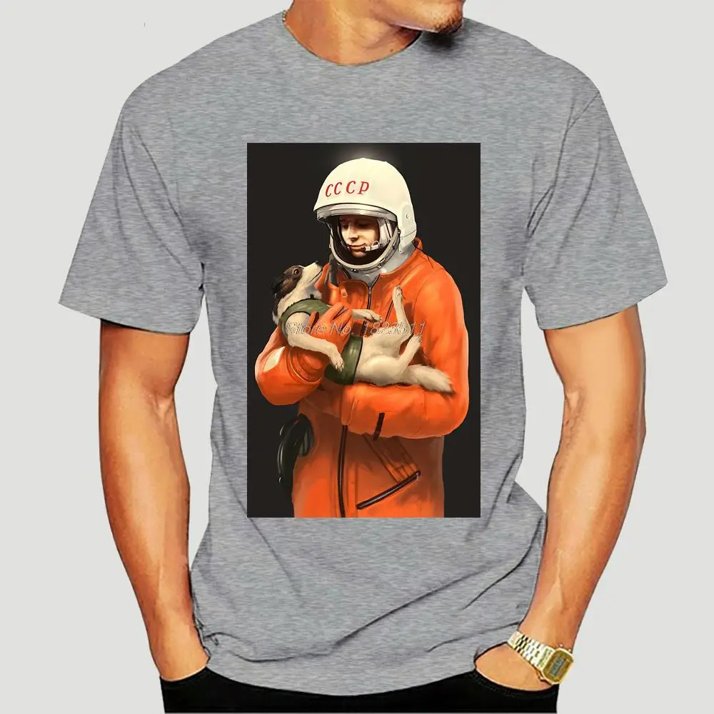 يوري غاغارين لايكا Cccp تي شيرت الرجال الاتحاد السوفياتي السوفياتي رجل مطبوعة جوشا تي شيرت موسكو روسيا الرجال المتضخم تيز القمم Harajuku #3