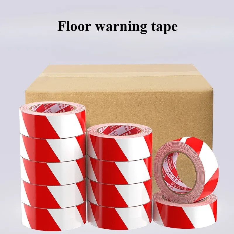 

30 Rolls/set of Red and White Warning Tape Warning Floor Adhesive Workshop Floor 5S Safety Signs Marking PE Tape