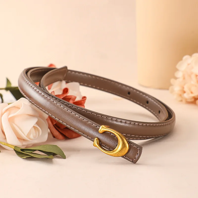 Women's Soft C-type Smooth Buckle Belt Fashionable Business Casual Accessory Versatile Clothing Belt for Wholesale