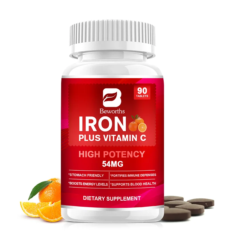 BEWORTHS 54mg Iron Tablet with Vitamin C for Blood Health Boosts Energy Level Fortifies Immune Defenses Stomach Friendly