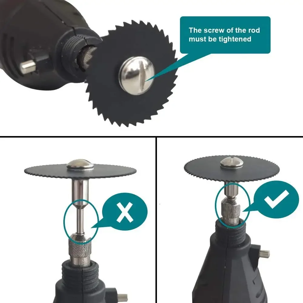 6 قطع شفرات منشار الحفر الدوارة، شفرات قطع عجلة القرص الفولاذية مع مغزل عرقوب مستقيم 1/8 بوصة لأداة دريمل الدوارة