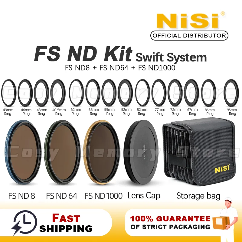 NiSi FS ND Kit FS ND8 ND64 ND1000 Swift System Filter 40.5mm-95mm 67mm 77mm 82mm