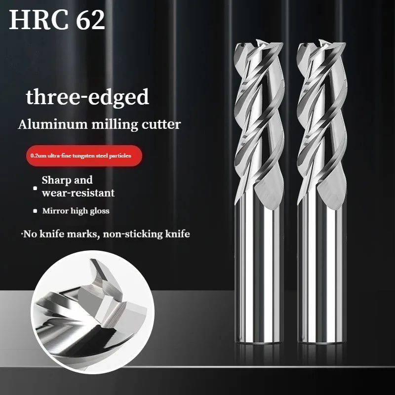 3 Flute Carbide Milling Cutter HRC62 Tungsten End Mill CNC Tool 1-20mm For Aluminum Wood Plastic