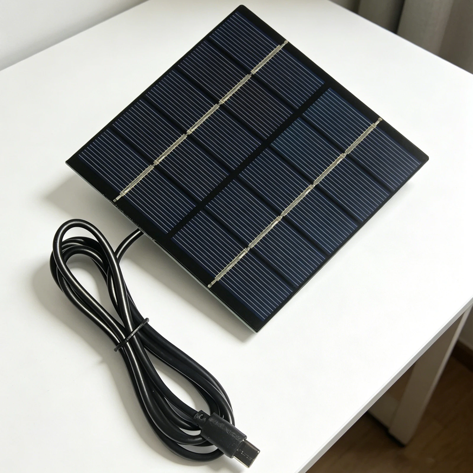 1.5W 5V Small Solar Charger with 3.28FT USB Cable Polycrystalline Solar Panel for Phones Power Banks for Camping Hiking