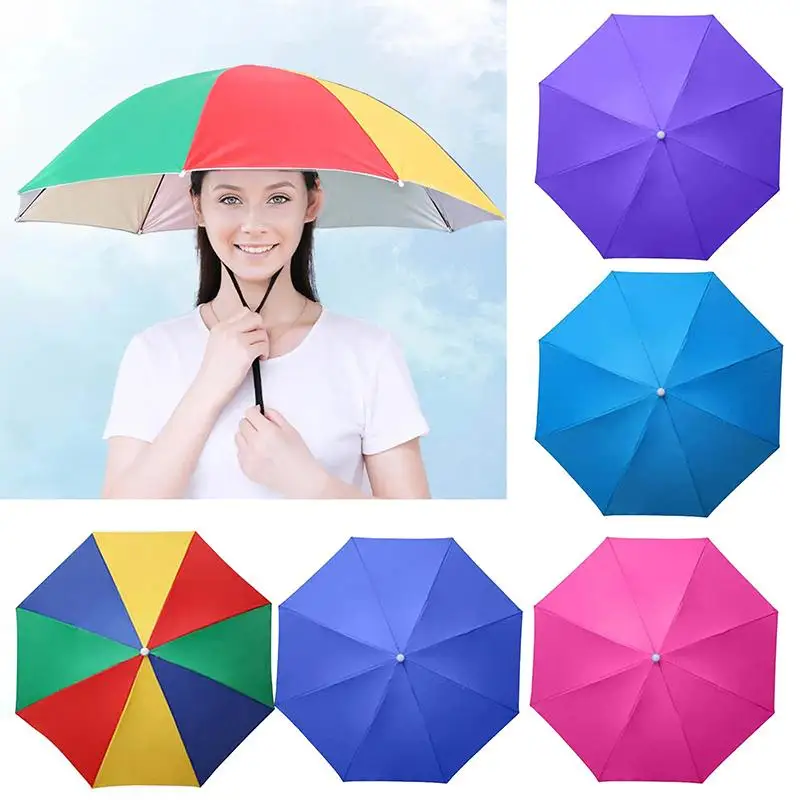 [1Pcs Head-mounted Umbrella Foldable Waterproof UV Protection Sun Rain Cap For Outdoor Fishing Camping Beach For Men Women]