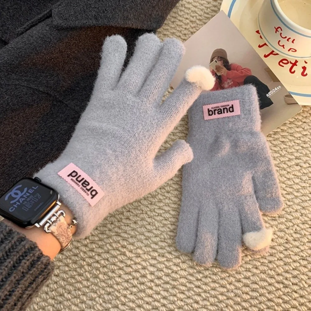 Durable Exposed Finger Touch Screen Gloves Polyester One Size Winter Cold Proof Gloves Knitted Gloves Outdoor Activities