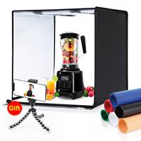 PULUZ 60cm Photo Studio Light Box Portable 5500K 36W White Light Dimmable LED Tent Photography Studio Tent Kit with 6 Backdrops