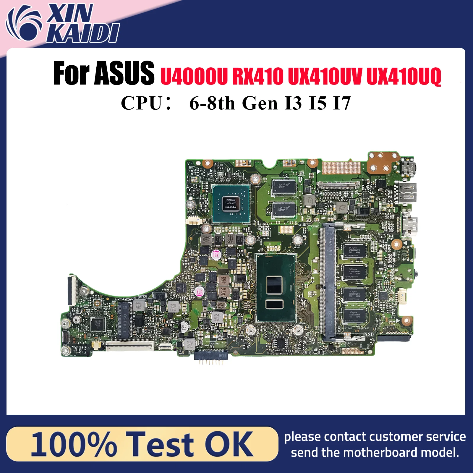 

UX410UV Материнская плата для ноутбука ASUS UX410UQR RX410 UX410UQK UX310U UX410UFR UX410UV U4000U UX410UQ Материнская плата с процессором I3 I5 I7