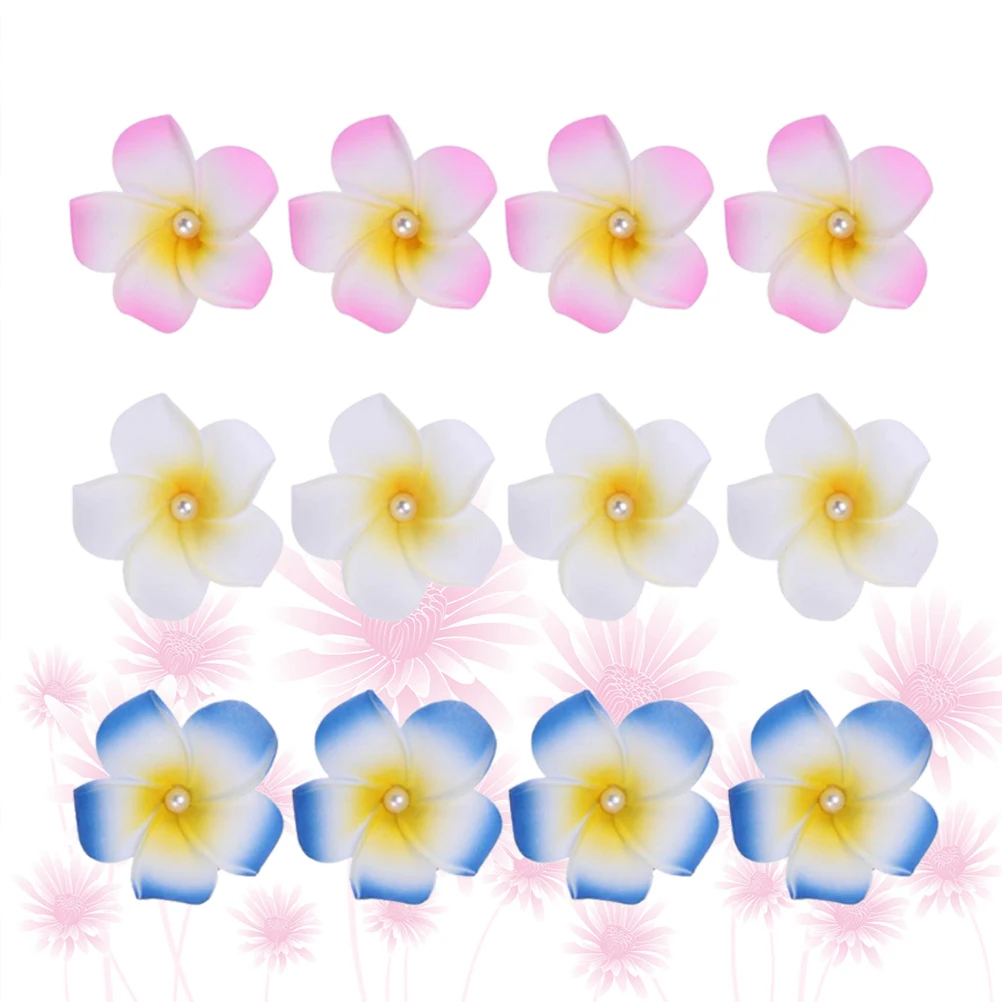 

12 Pcs Clips Artificial Flowers Decor Durable Birthday Frangipani Headdress Celebration Home Frangipani Clip Hair Flower