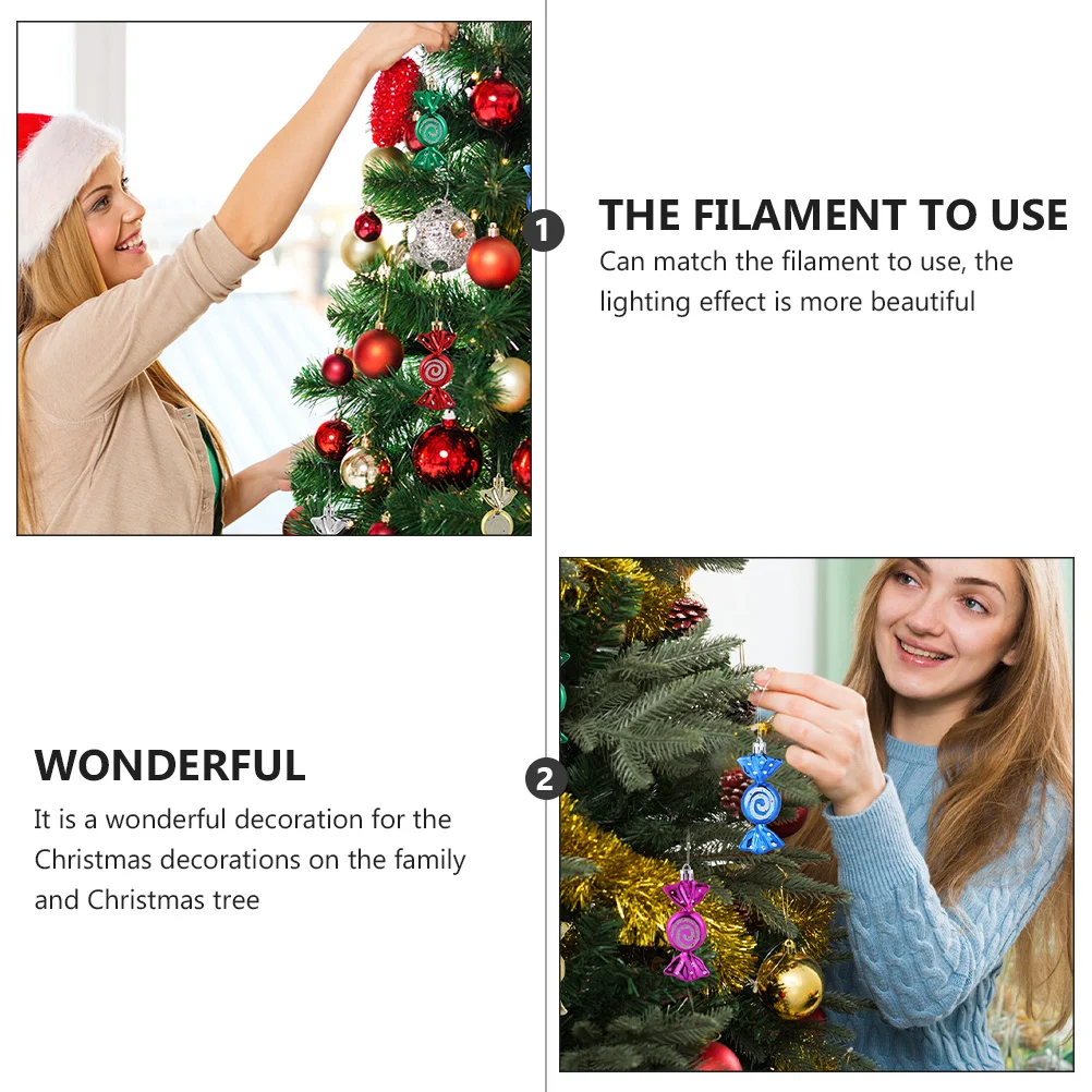 

18Pcs Christmas Candy Shape Ornaments Hanging Decoration Colorful Plastic Xmas Tree Pendants Party Supplies Christmas Ornaments