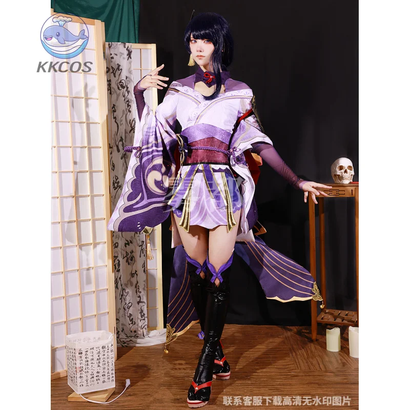 Genshin-Disfraz de impacto Raiden Shogun Inazuma City para mujer, disfraz de Cosplay, uniforme de carnaval, peluca de Anime, Halloween, KKCos, alta calidad