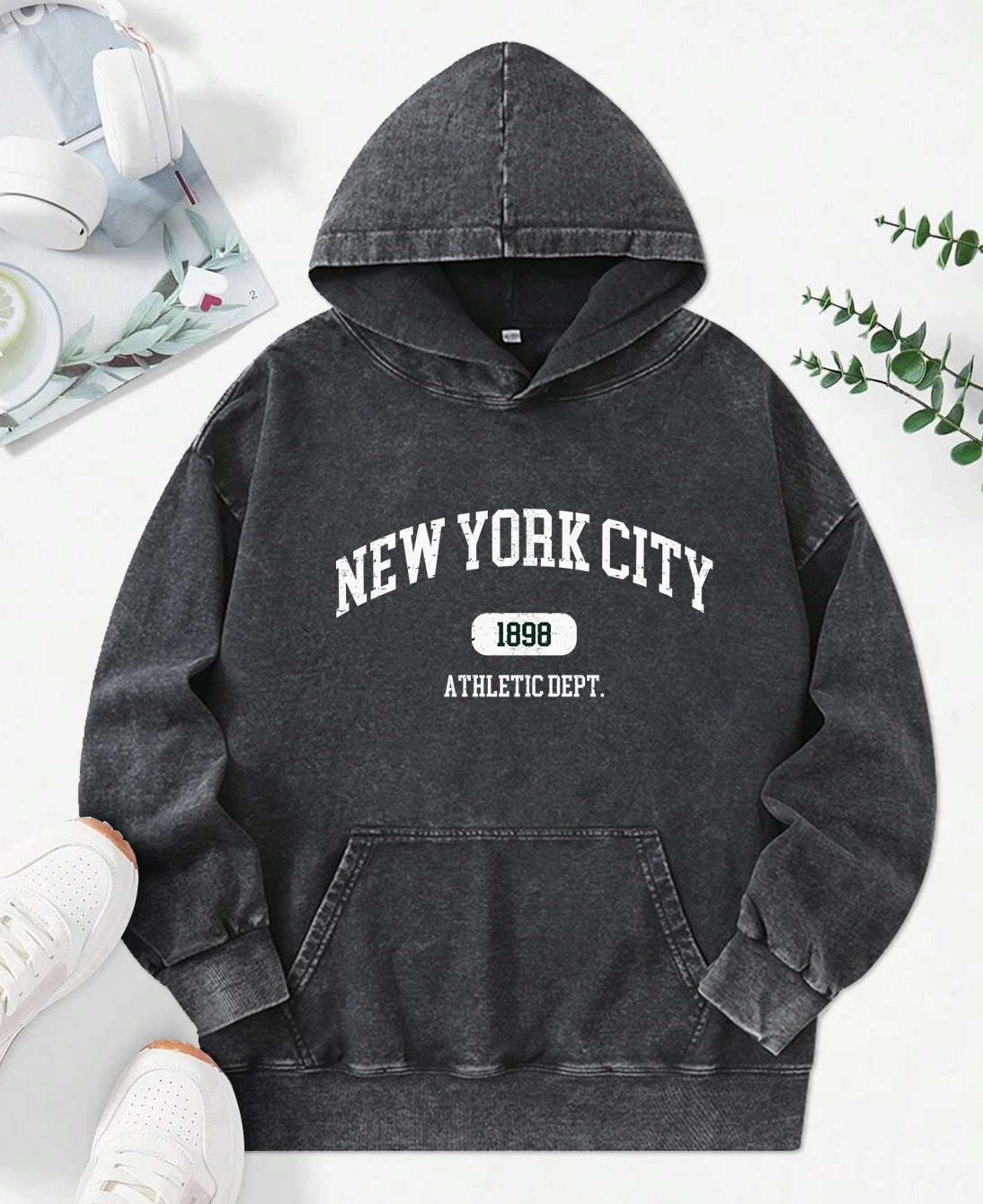 Retro New York City 1898 Druck gewaschen Hoody für Frauen lose Tasche Kleidung süße mehrfarbige Streetwear Herbst weibliche Hoodies