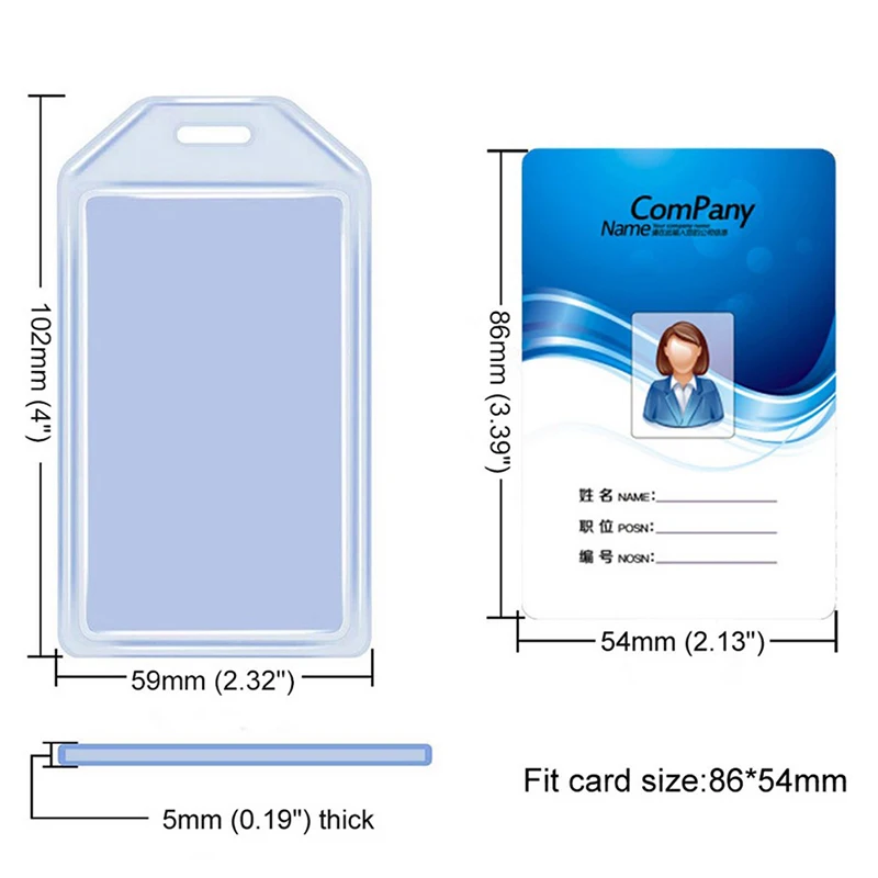 RapDuty-Porte-badge pour carte d'identité, en plastique dur, vertical, silicone, souple, transparent, PVC, 57x importation mm