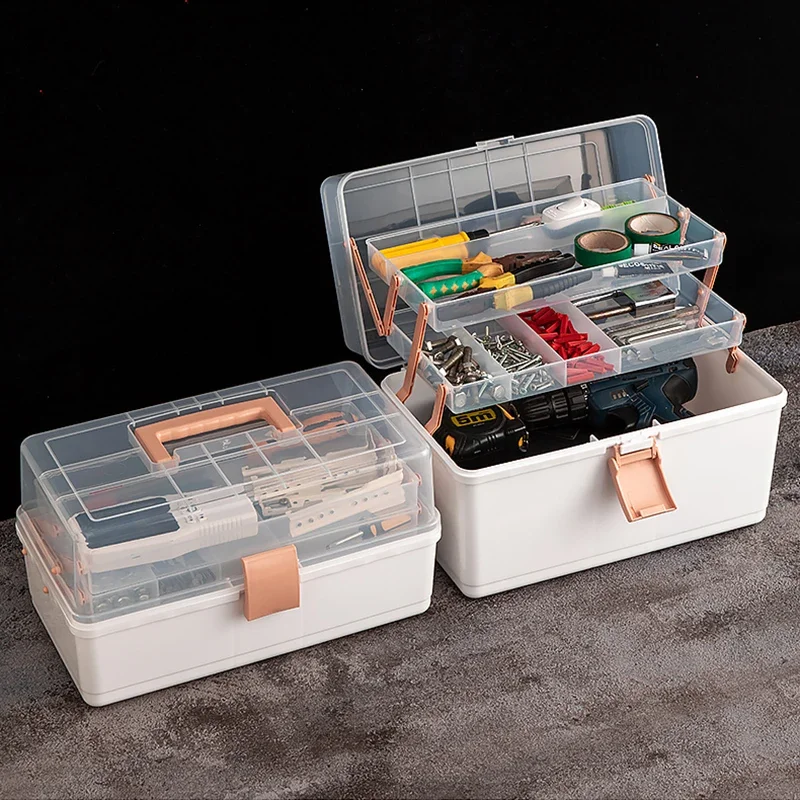 Multifunctionele Opvouwbare Gereedschapskist Met Grote Capaciteit Stijve Plastic Behuizing Schokbestendige Kofferonderdelen Organizer Professionele Lege Gereedschapskist