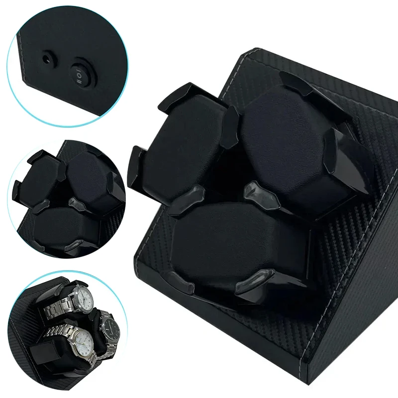 

3 Slots Watch Winder for Automatic Watches Box PU Leather Rotating Storage Display Automatic Winding Universal USB Power 5V1A