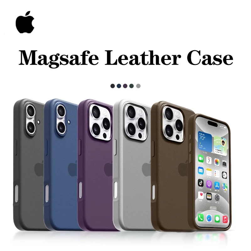 Original Official Leather With Magsafe Case For iPhone 16 Pro Max 16 Plus Case Wireless Charging Magnetic Cover 16 Pro With Box