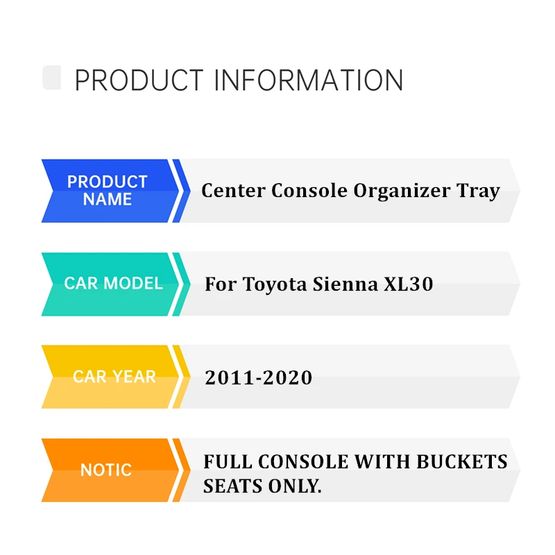 For Toyota Sienna XL30 2011-2020 Car Accessories Center Storage Box Arm Rest Armest Glove Holder Plate Car Container Organizer