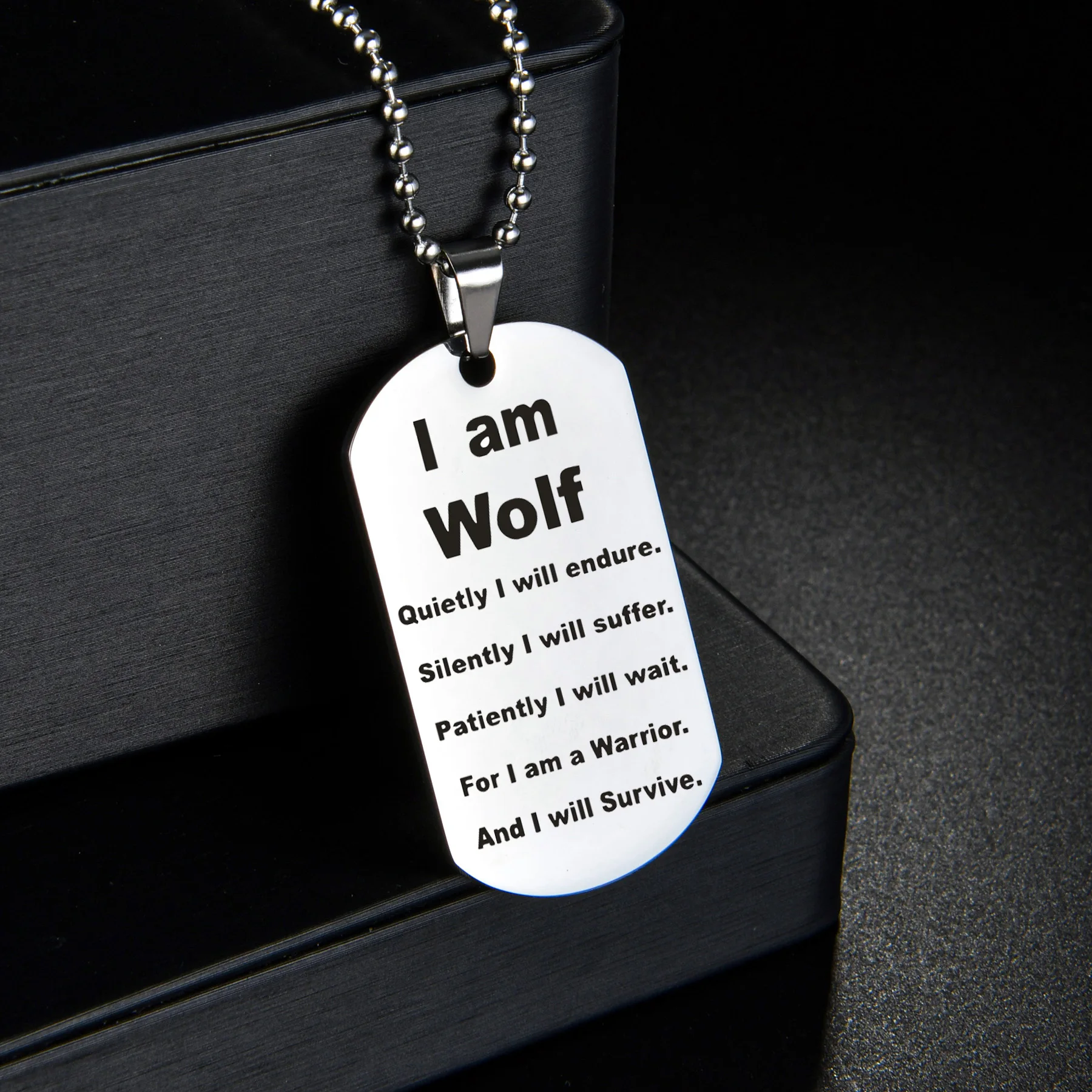Treebud Custom Engraved Photo Necklace Stainless Steel Laser Engrave Name Date Picture Rectangle Keyrings for Women Men Jewelry