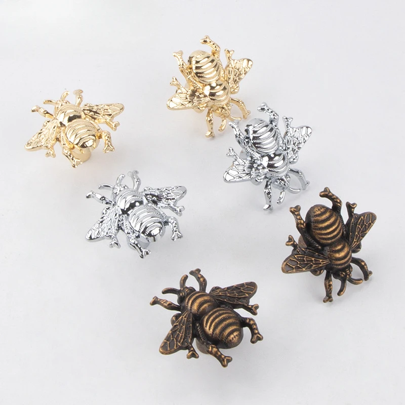 Simple and Creative Little Bee Cartoon Handle, Zinc Alloy Animal Wardrobe Door Single-Hole Cute Children's Room Drawer Handle, F