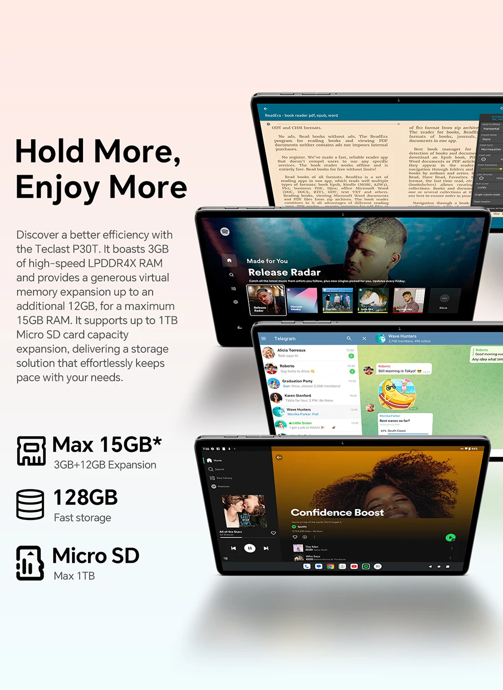 Teclast P30T 10,1" Tablet Android 16 Gemini AI 16GB RAM (3GB+13GB Erweiterbar) 128GB ROM Unisoc T7250 Octa-Core Gesichtsentsperrung Typ-C 3,5mm Kopfhörerbuchse – Detail 7